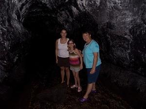 Randi, Dannica, and Mom hiking Kaumana Cave