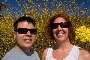 Chris and Anna in the towering flowers