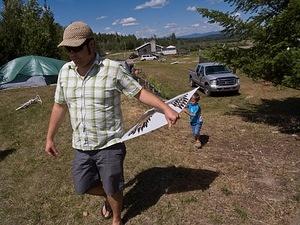 Chris transporting the kite