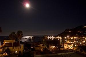 Full moon over Avalon harbor