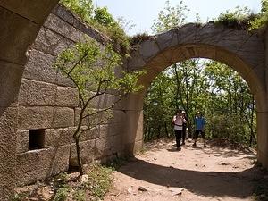 Walled gate near the top