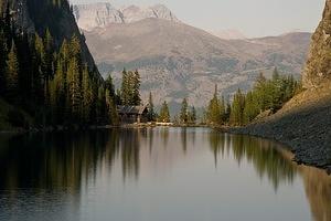 Lake Agnes teahouse and the last rays of sun