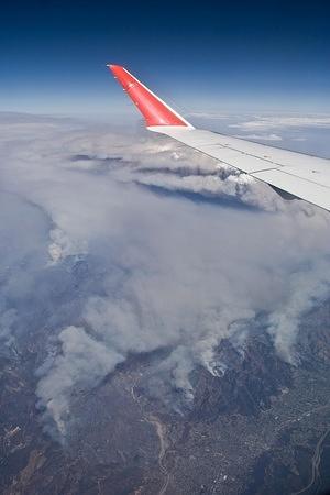 Flying over the fires