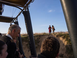 Saying hello to the hikers from the balloon