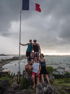 Paul, Louis, Pete, Anna, and Mike on top of Fort Louis, Marigot