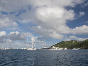 Luxury yachts anchored off Saint Barthélemy