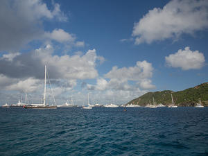 Luxury yachts anchored off Saint Barthélemy