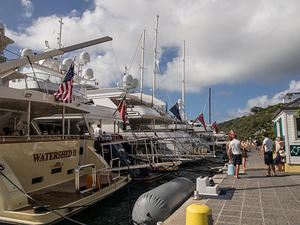 Megayachts anchored in Gustavia, Saint Barthélemy