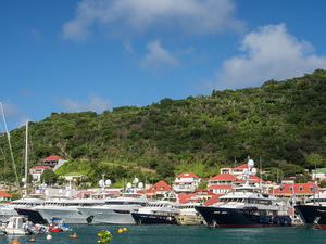 Megayachts anchored in Gustavia, Saint Barthélemy