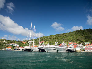 Megayachts anchored in Gustavia, Saint Barthélemy