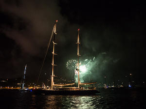New Years fireworks over Gustavia Harbor