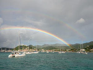 Rainbow over Marigot's harbor