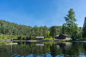 Cabin and Brooke paddling