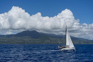 Sailboat off the coast of Guadeloupe