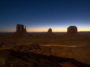 Before daybreak at Monument Valley's mittens - long exposure