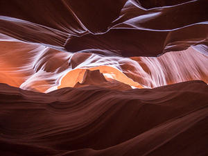 Looking up through Antelope Canyon