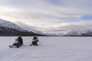 Snowmobiling on Fish Lake