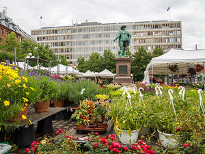 Flower market, Christian IV statue